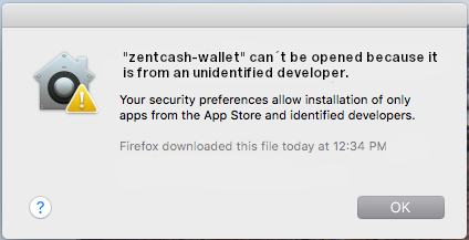 Screenshot of mac error message for untrusted developer