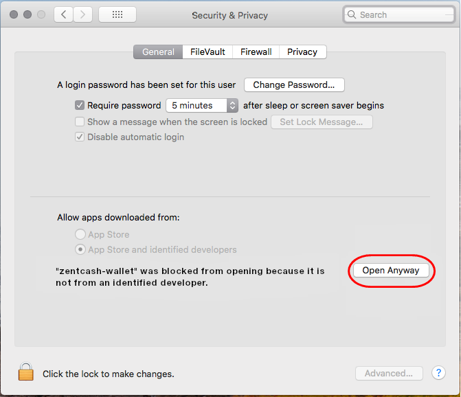 Mac security preferences location of open anyway button